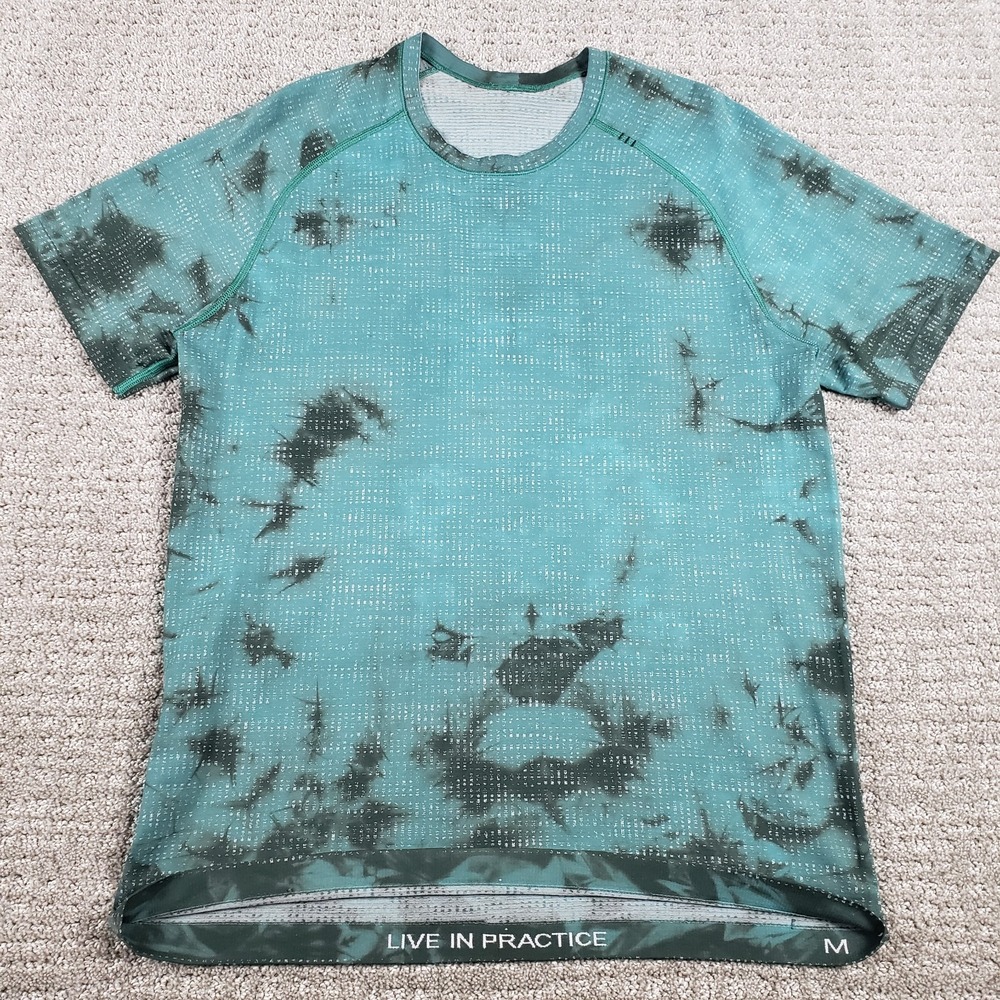 Lululemon Shirt Mens Medium Metal Vent Tech Short Sleeve Marble Dye Green